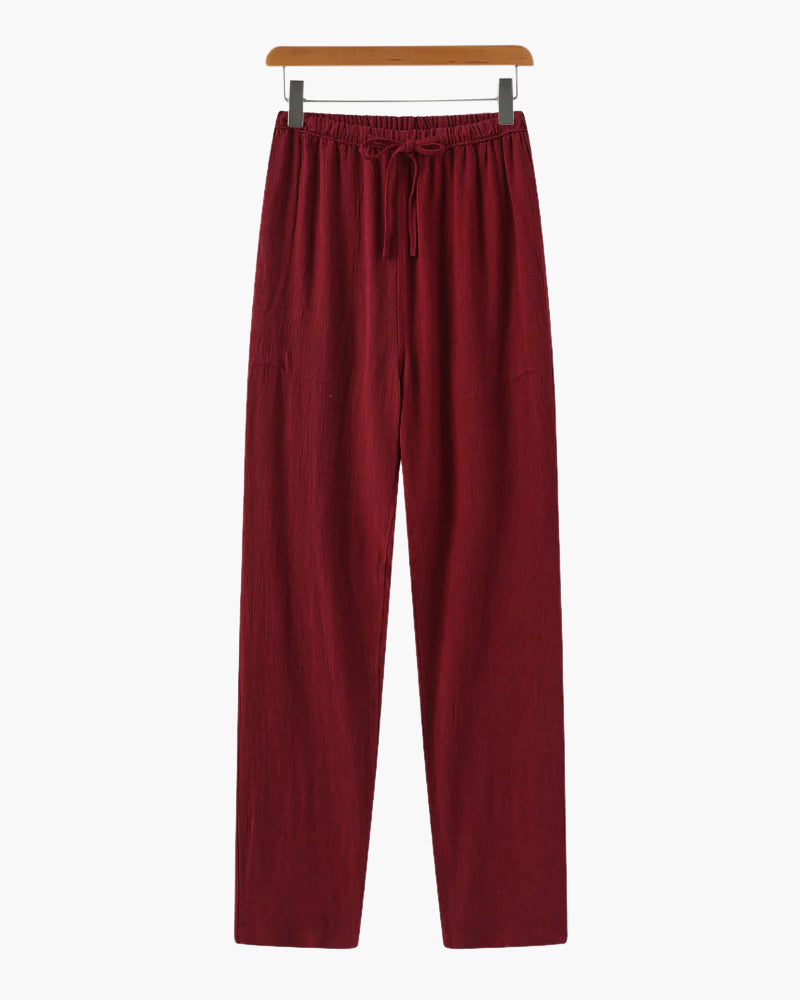 Pantalones de lino con cinturón ajustable