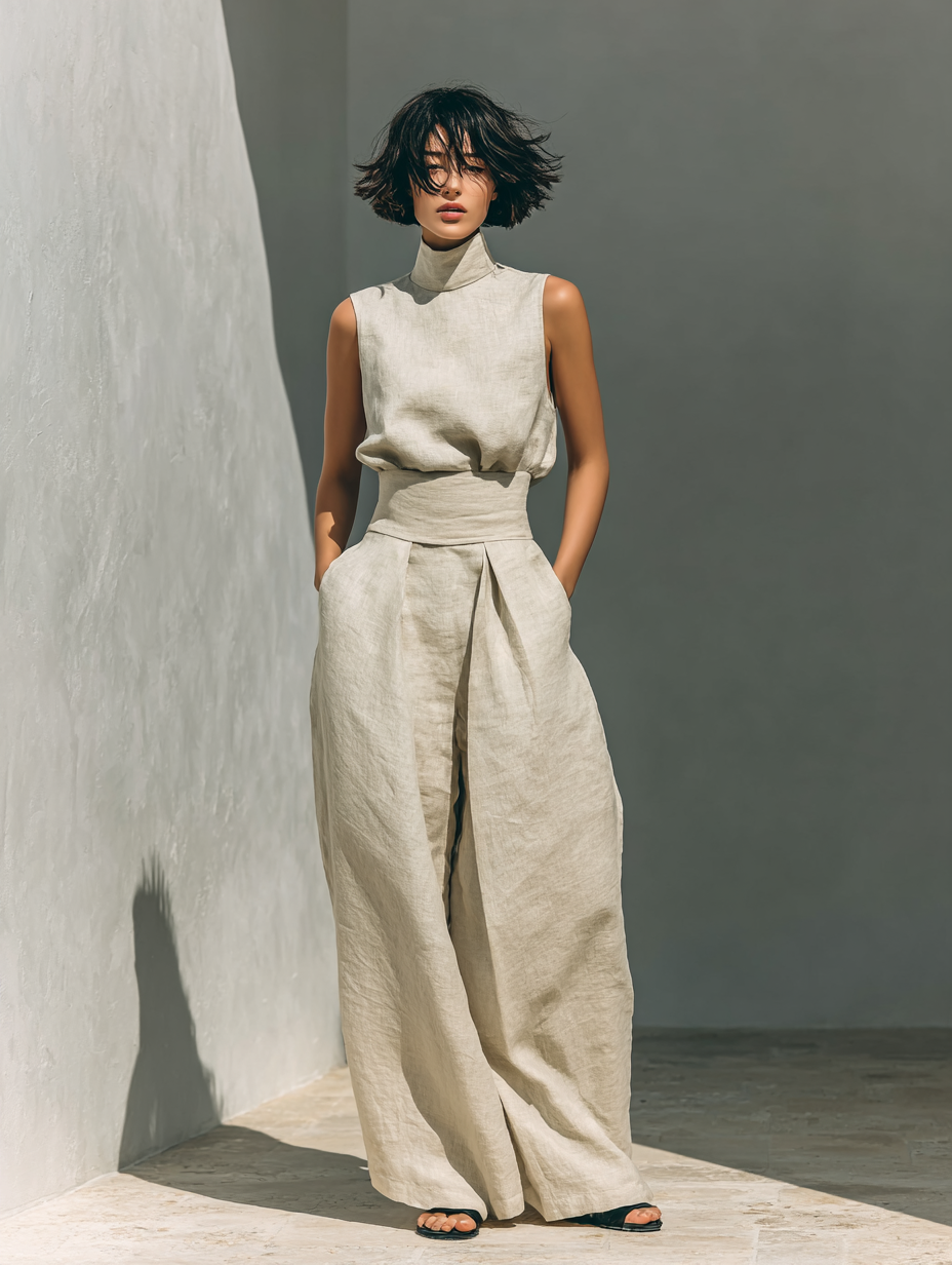 MOREAU LYON | Conjunto de Pantalones Anchos de Algodón Para Mujer