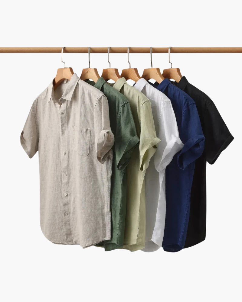 Camisa de Lino de Manga Corta