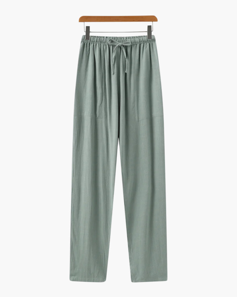 Pantalones de lino con cinturón ajustable
