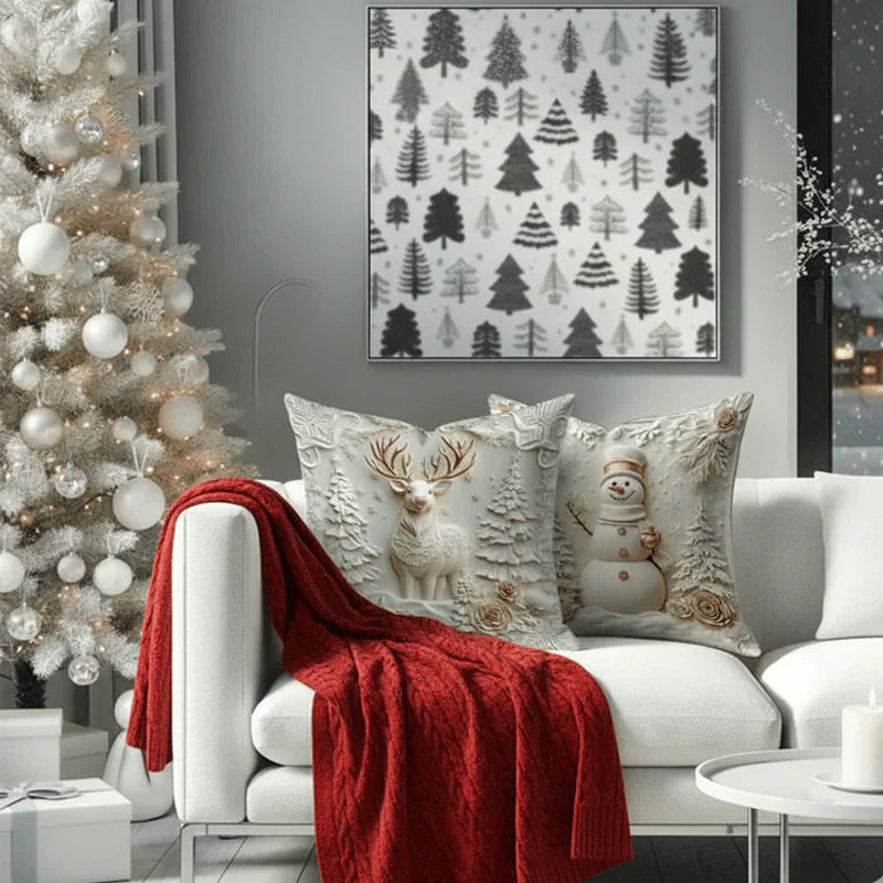 🎄 Fundas decorativas navideñas 3D (juego de 4 unidades)