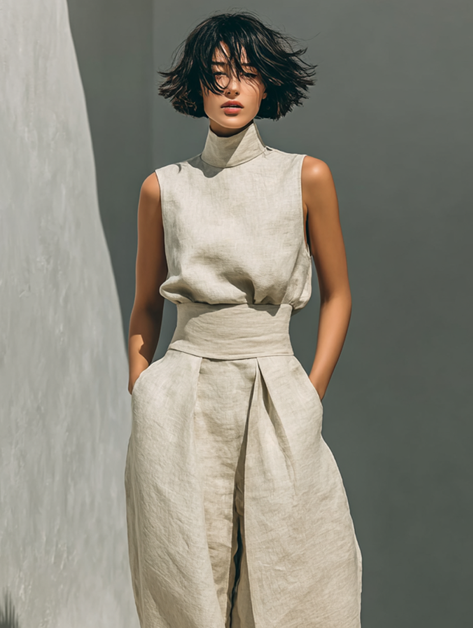 MOREAU LYON | Conjunto de Pantalones Anchos de Algodón Para Mujer