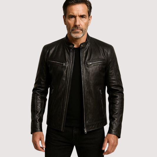 Chaqueta de cuero elegante y versátil.
