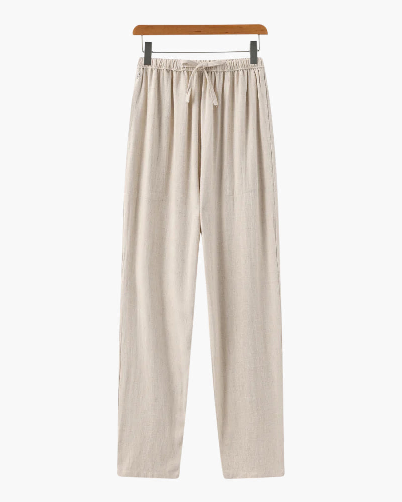 Pantalones de lino con cinturón ajustable