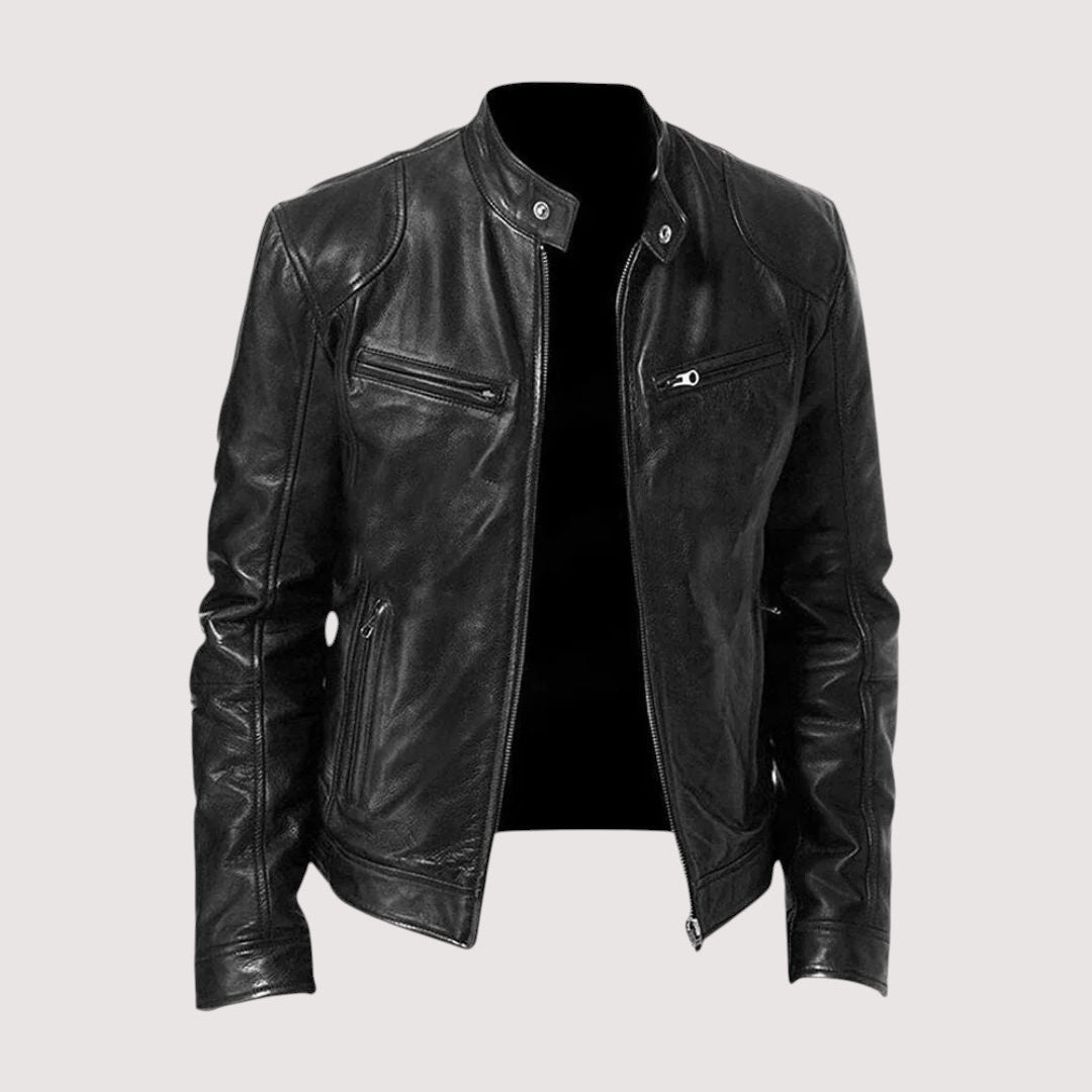 Chaqueta de cuero elegante y versátil.