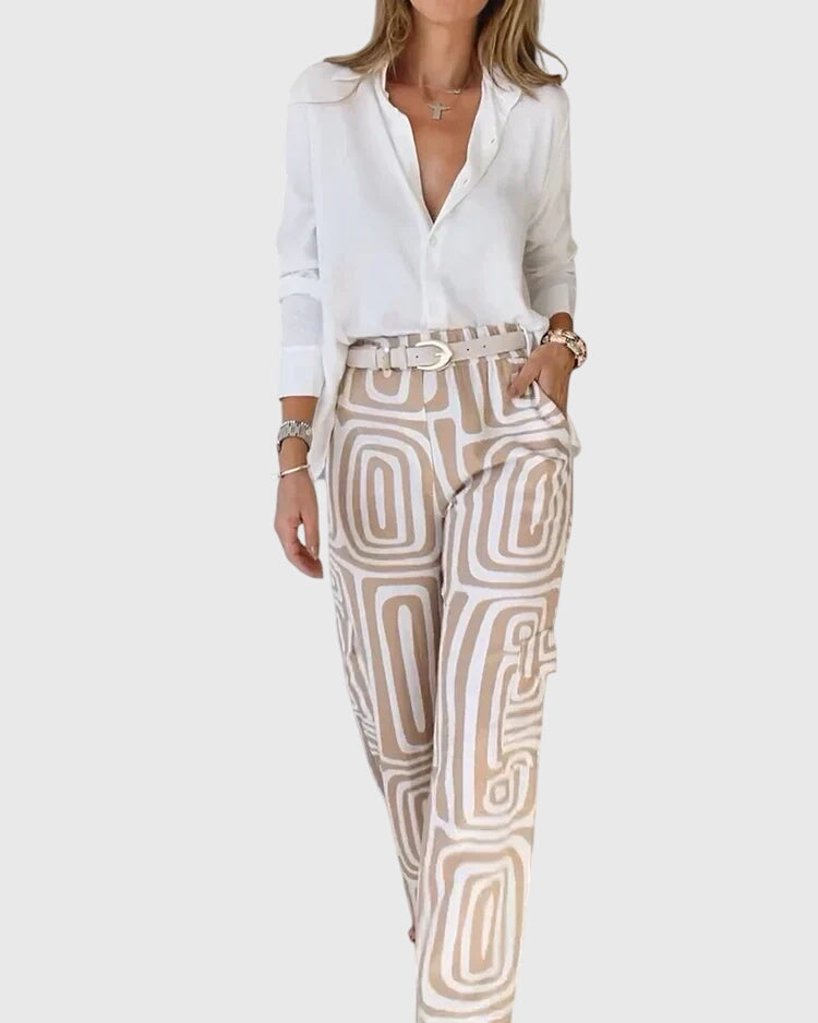 Pantalones Elegantes + Blusa y Cinturón Gratis
