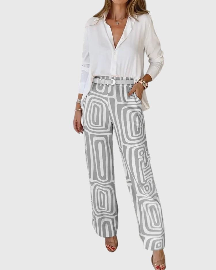 Pantalones Elegantes + Blusa y Cinturón Gratis