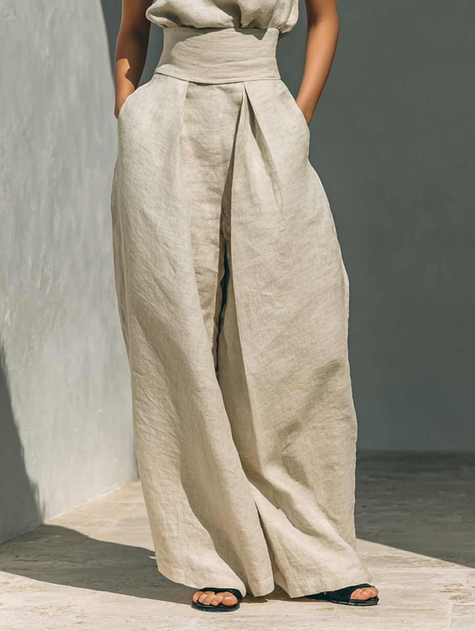 MOREAU LYON | Conjunto de Pantalones Anchos de Algodón Para Mujer