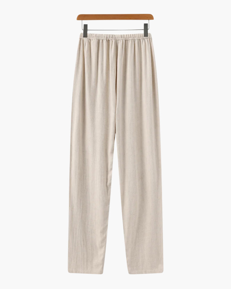 Pantalones de lino con cinturón ajustable