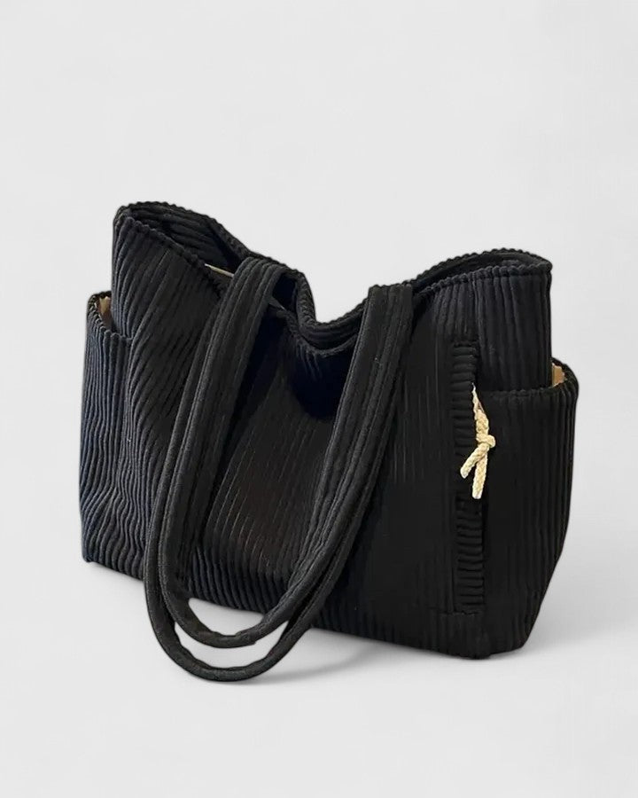 Bolsa de Mano Acanalada de Lujo con Detalles de Cordón