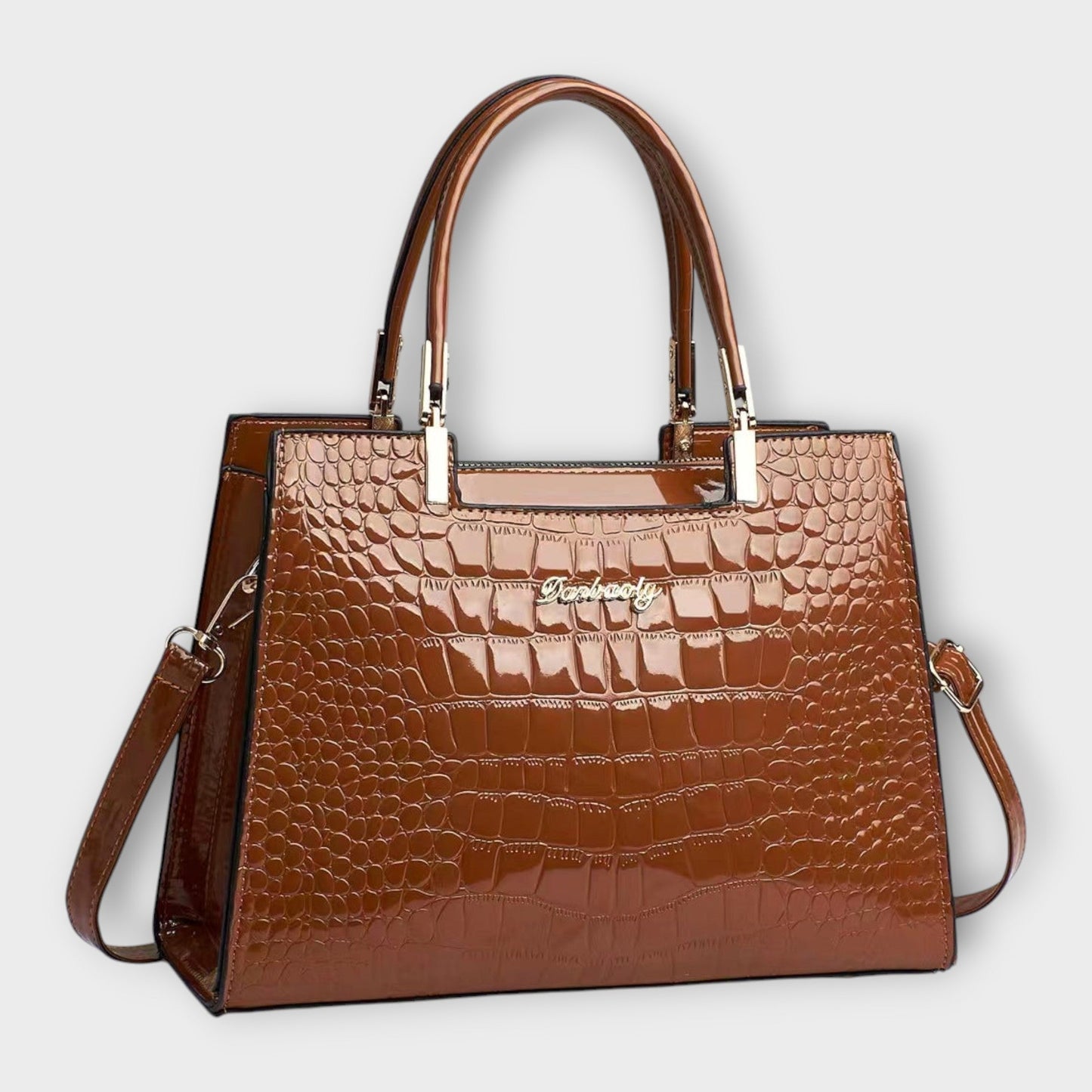 Bolso de Mano con Patrón de Cocodrilo Brillante