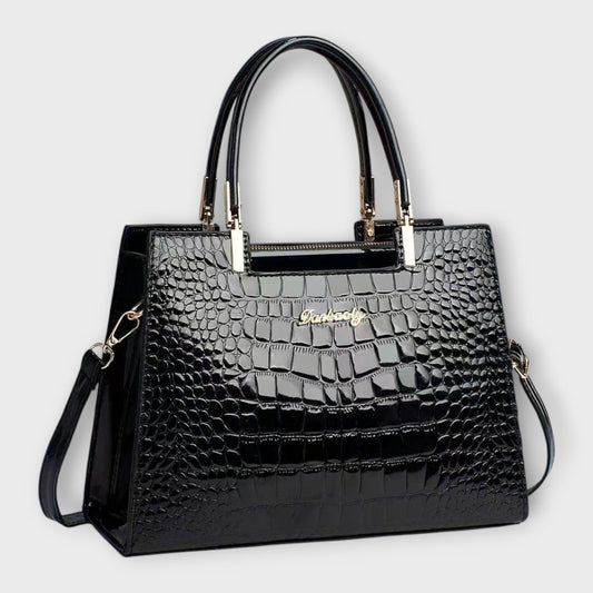 Bolso de Mano con Patrón de Cocodrilo Brillante