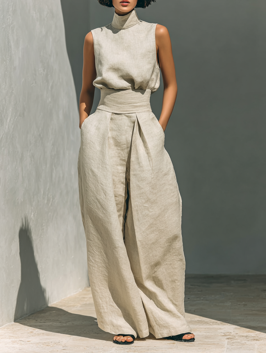 MOREAU LYON | Conjunto de Pantalones Anchos de Algodón Para Mujer