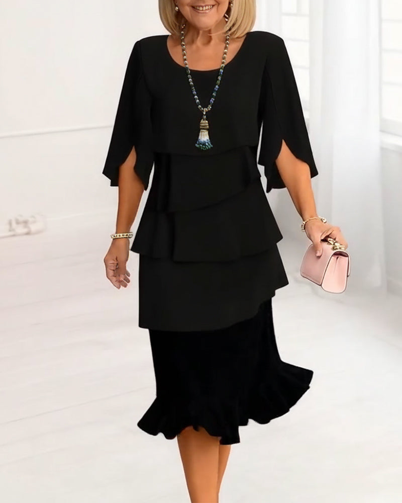 Vestido Elegante de Cuello Redondo