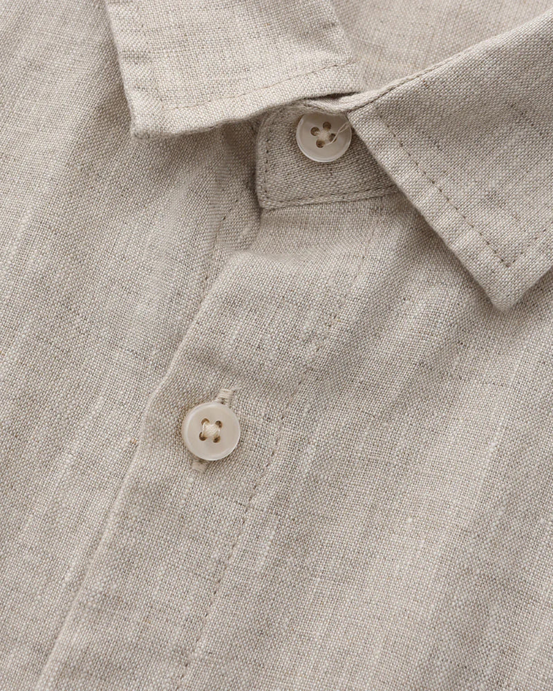 Camisa de Lino de Manga Corta