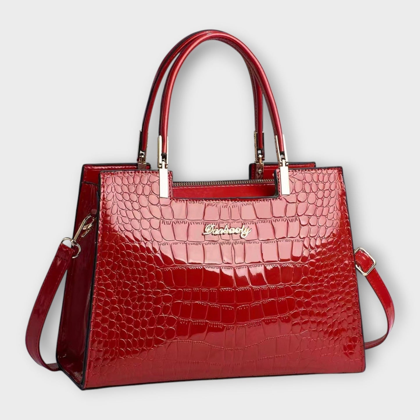 Bolso de Mano con Patrón de Cocodrilo Brillante