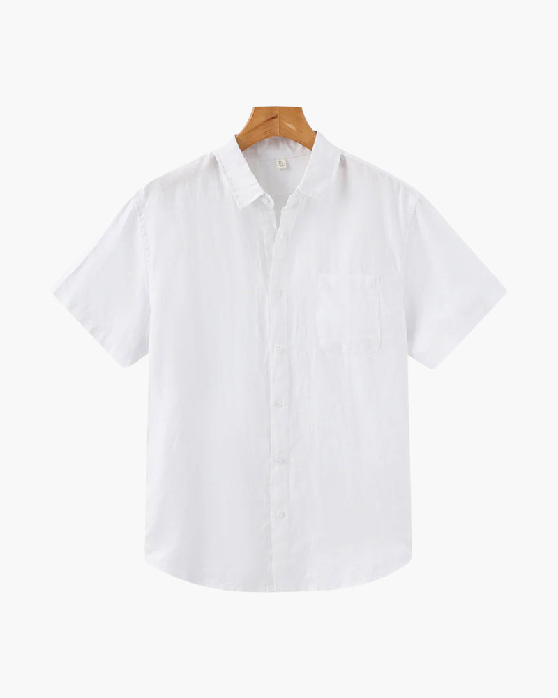 Camisa de Lino de Manga Corta