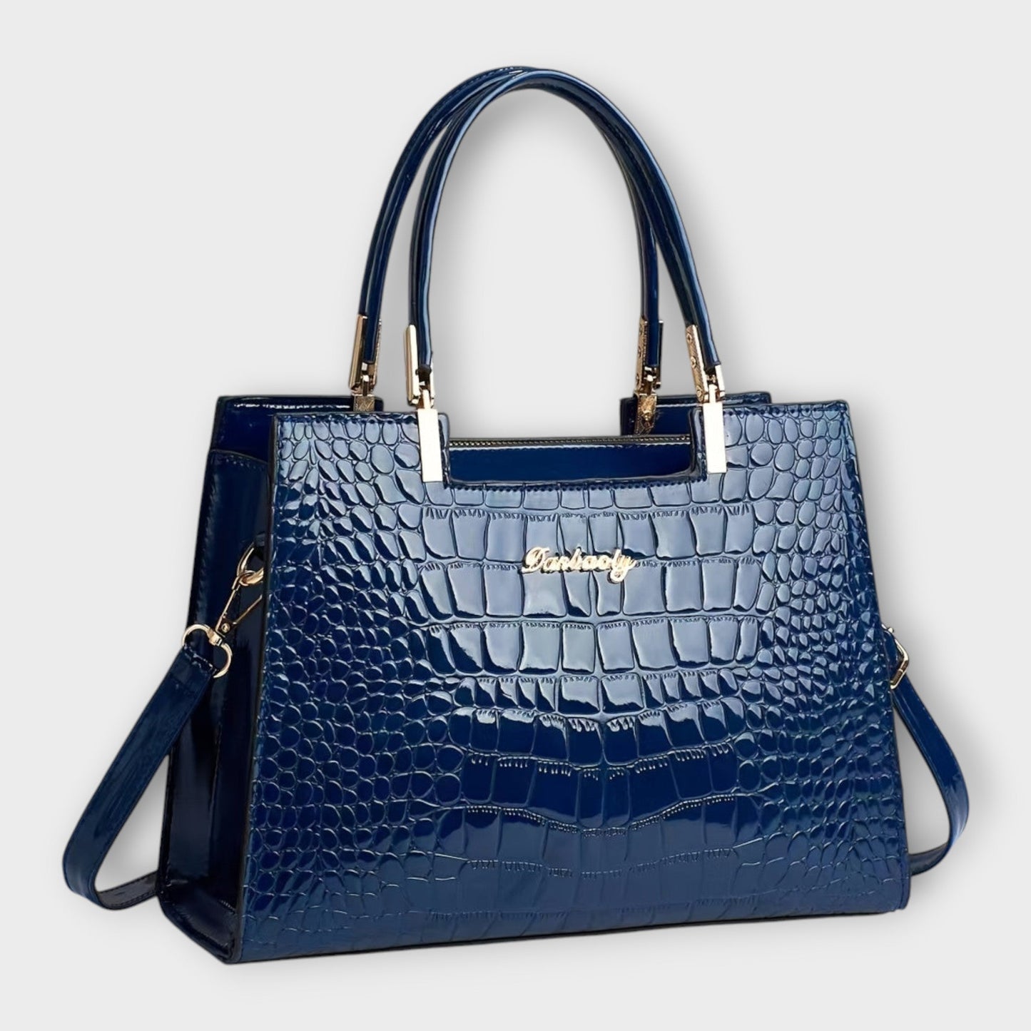 Bolso de Mano con Patrón de Cocodrilo Brillante