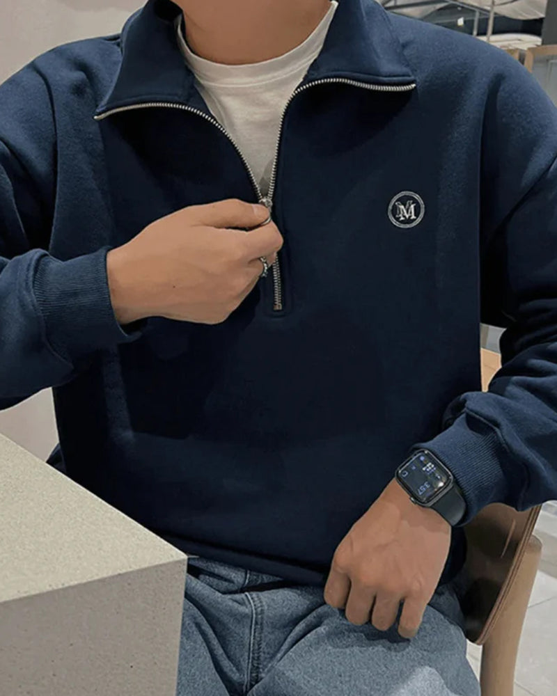 Sudadera de Algodón con Cierre de Cremallera