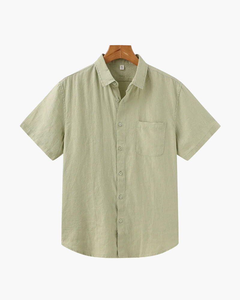 Camisa de Lino de Manga Corta