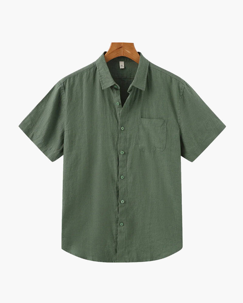 Camisa de Lino de Manga Corta