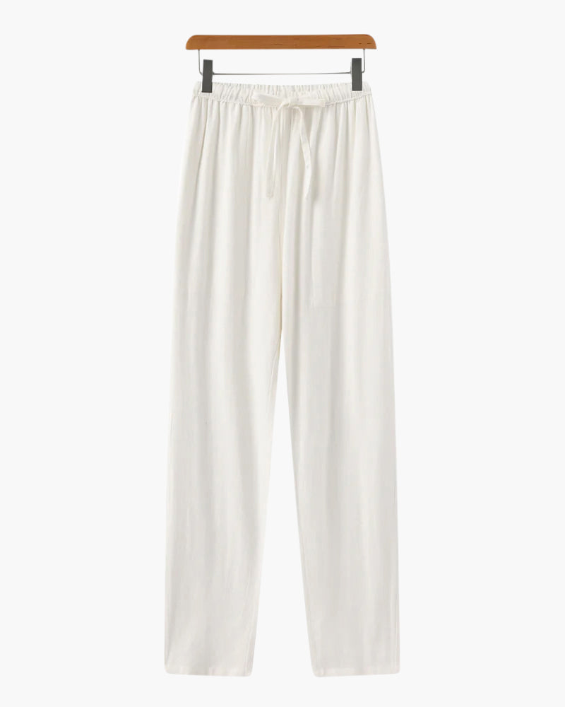 Pantalones de lino con cinturón ajustable