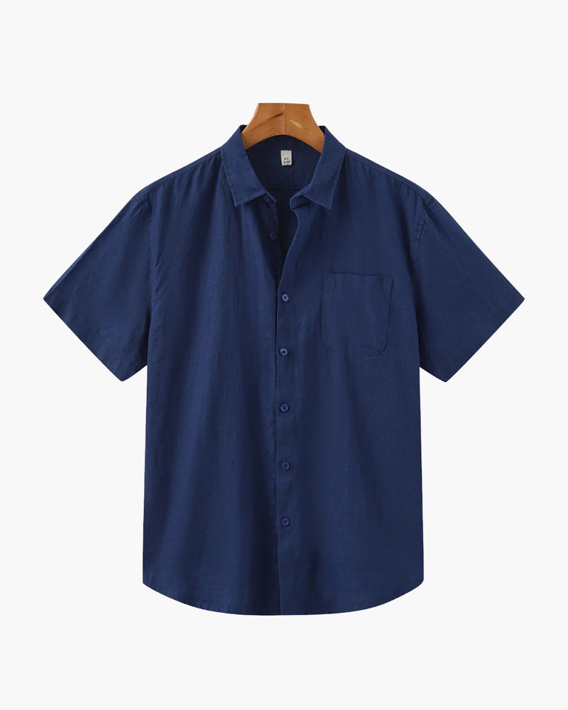 Camisa de Lino de Manga Corta