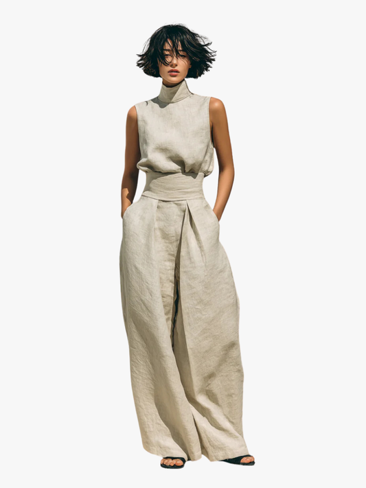 MOREAU LYON | Conjunto de Pantalones Anchos de Algodón Para Mujer