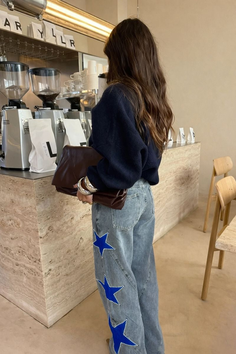 Jeans Casual rectos de estrellas azules