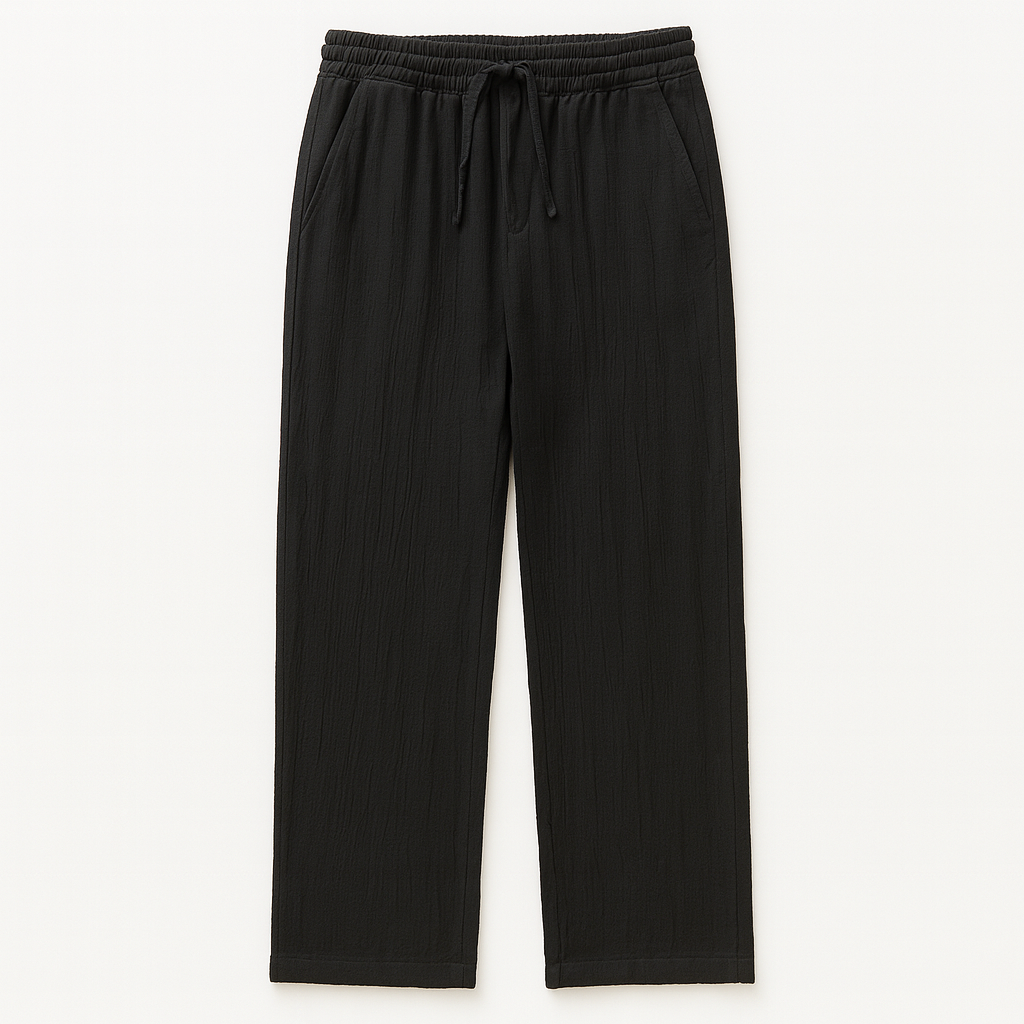 Pantalones de Lino Holgados con Cintura Ajustable