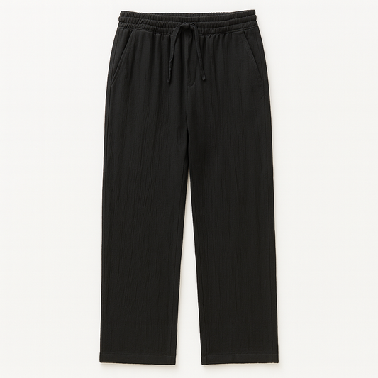 Pantalones de Lino Holgados con Cintura Ajustable