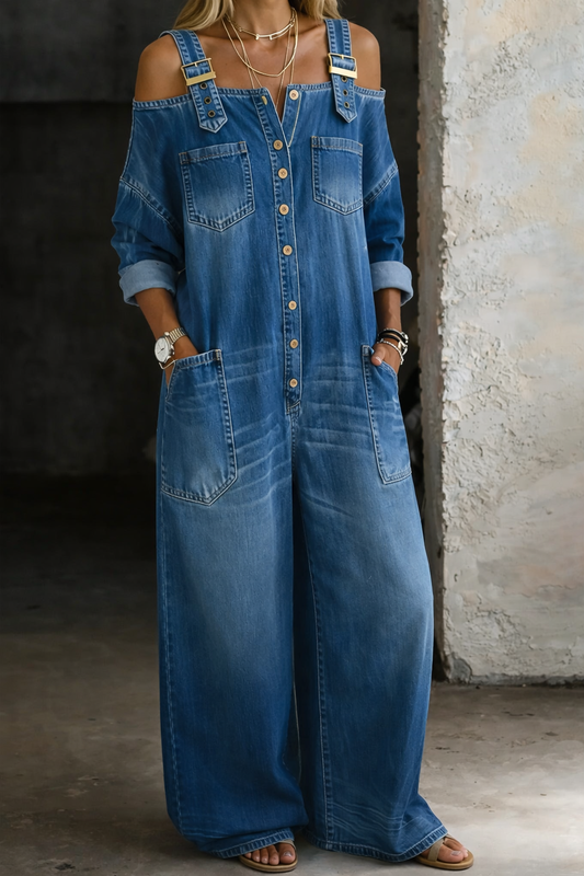Sophia | Mono Denim con Hombros al Aire