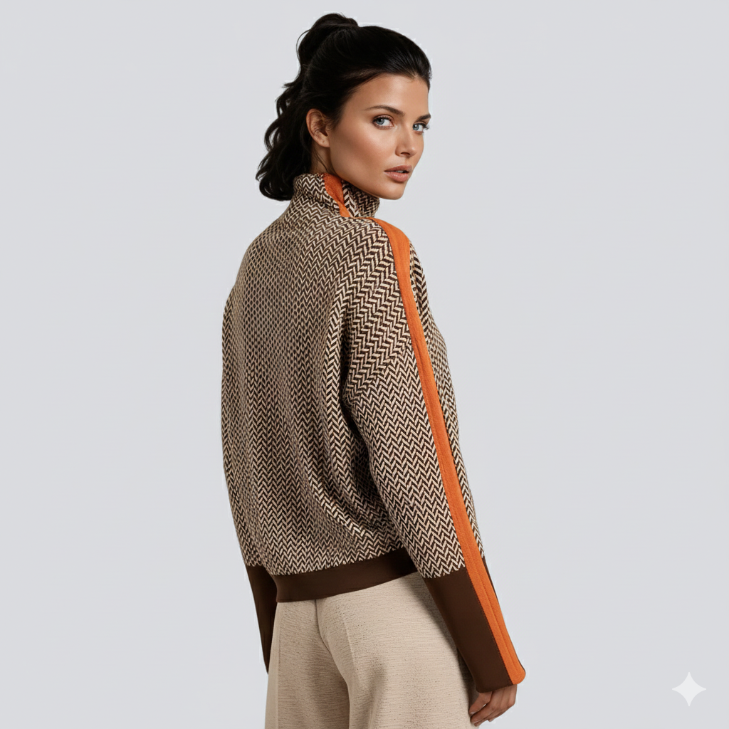 Jersey de cuello alto con rayas en contraste