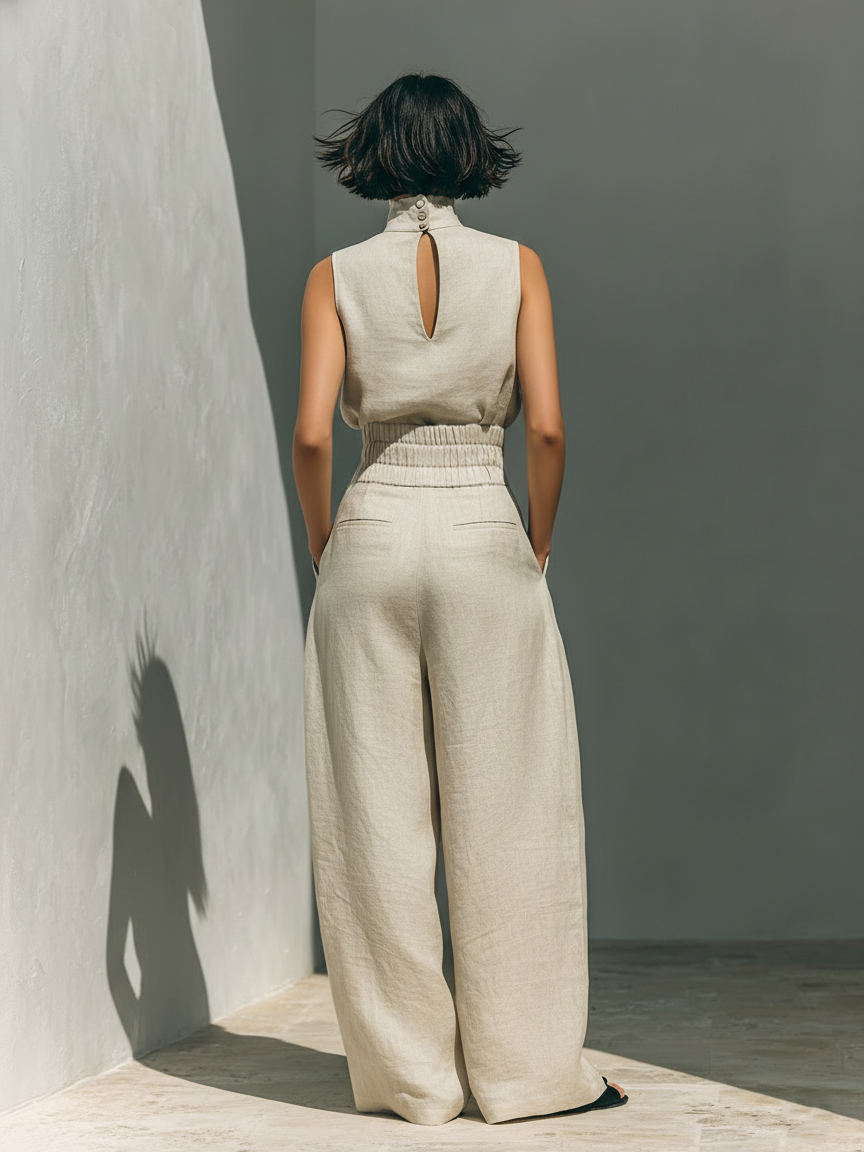 MOREAU LYON | Conjunto de Pantalones Anchos de Algodón Para Mujer