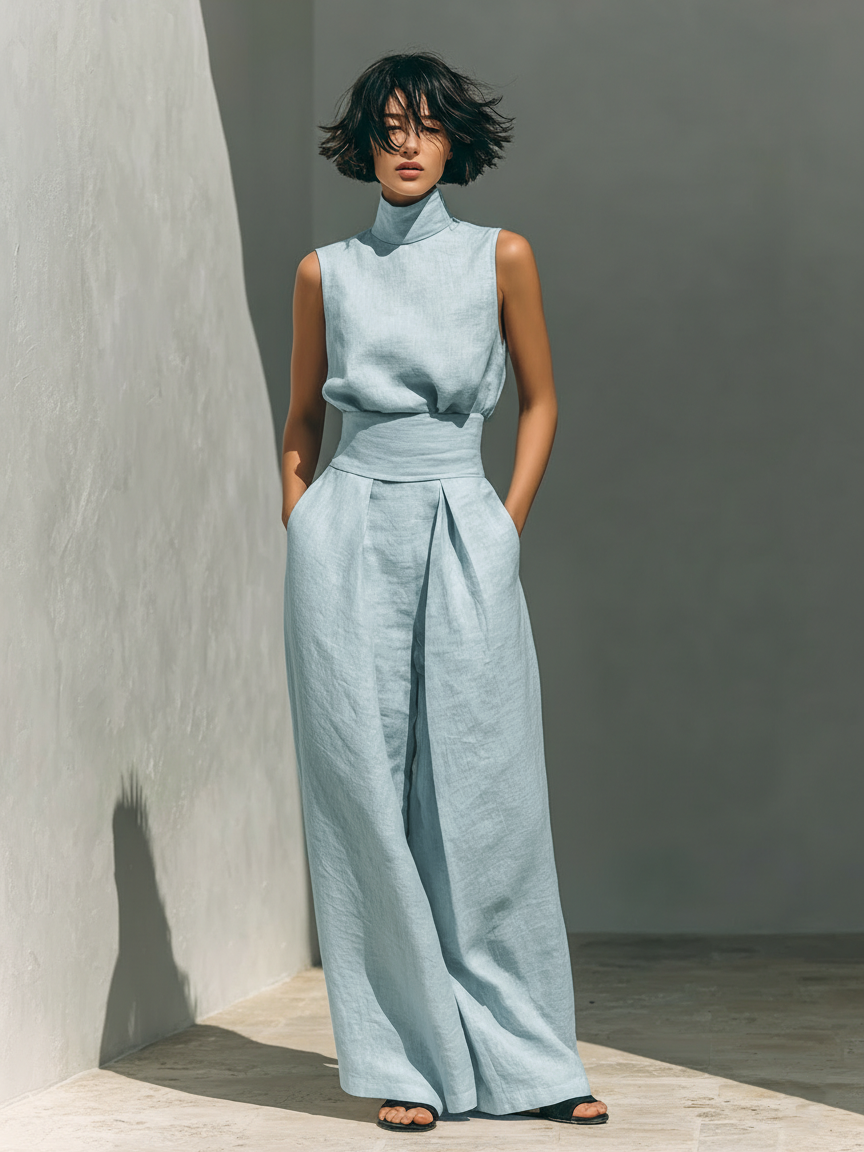 MOREAU LYON | Conjunto de Pantalones Anchos de Algodón Para Mujer