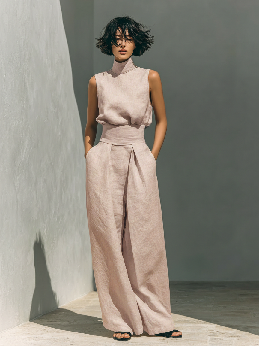 MOREAU LYON | Conjunto de Pantalones Anchos de Algodón Para Mujer