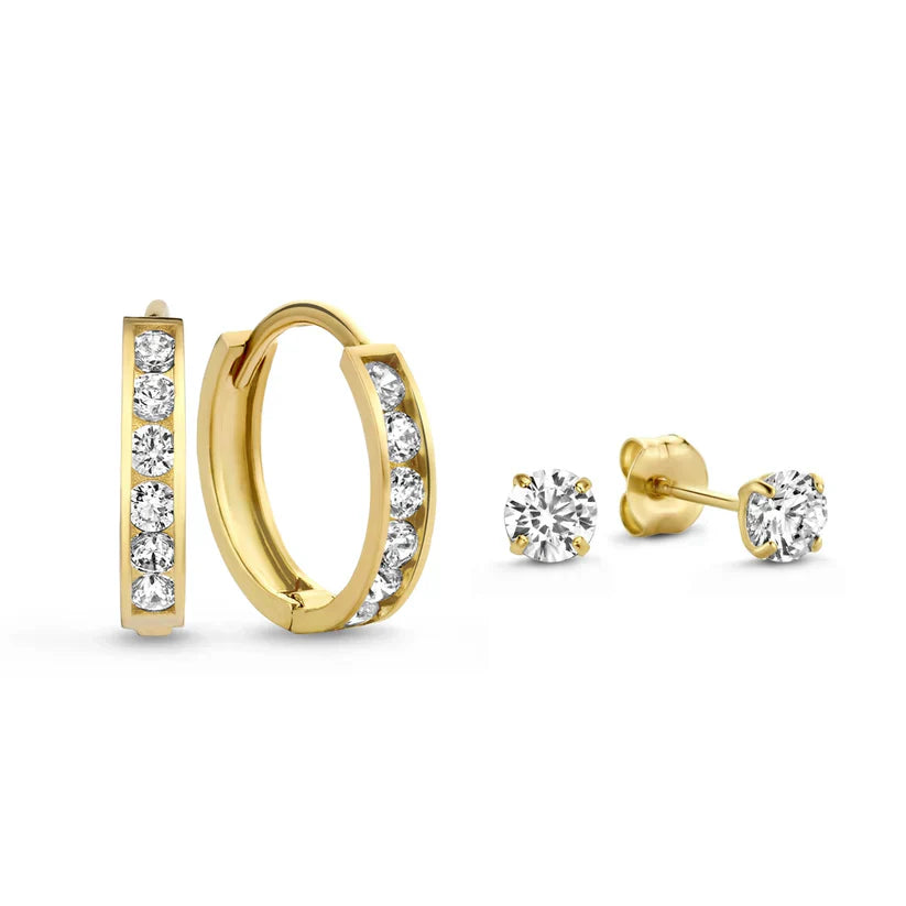 Conjunto de Pendientes de Oro de 14k