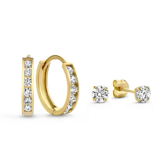 Conjunto de Pendientes de Oro de 14k