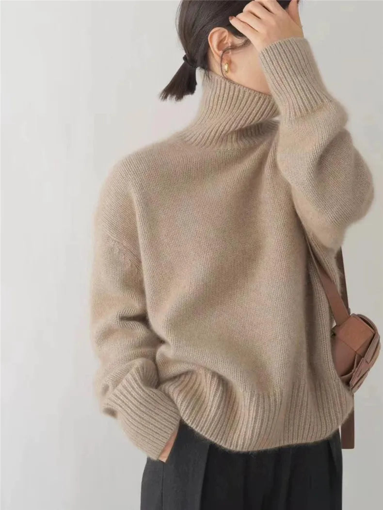 Blanca | Jersey cuello alto en cachemir