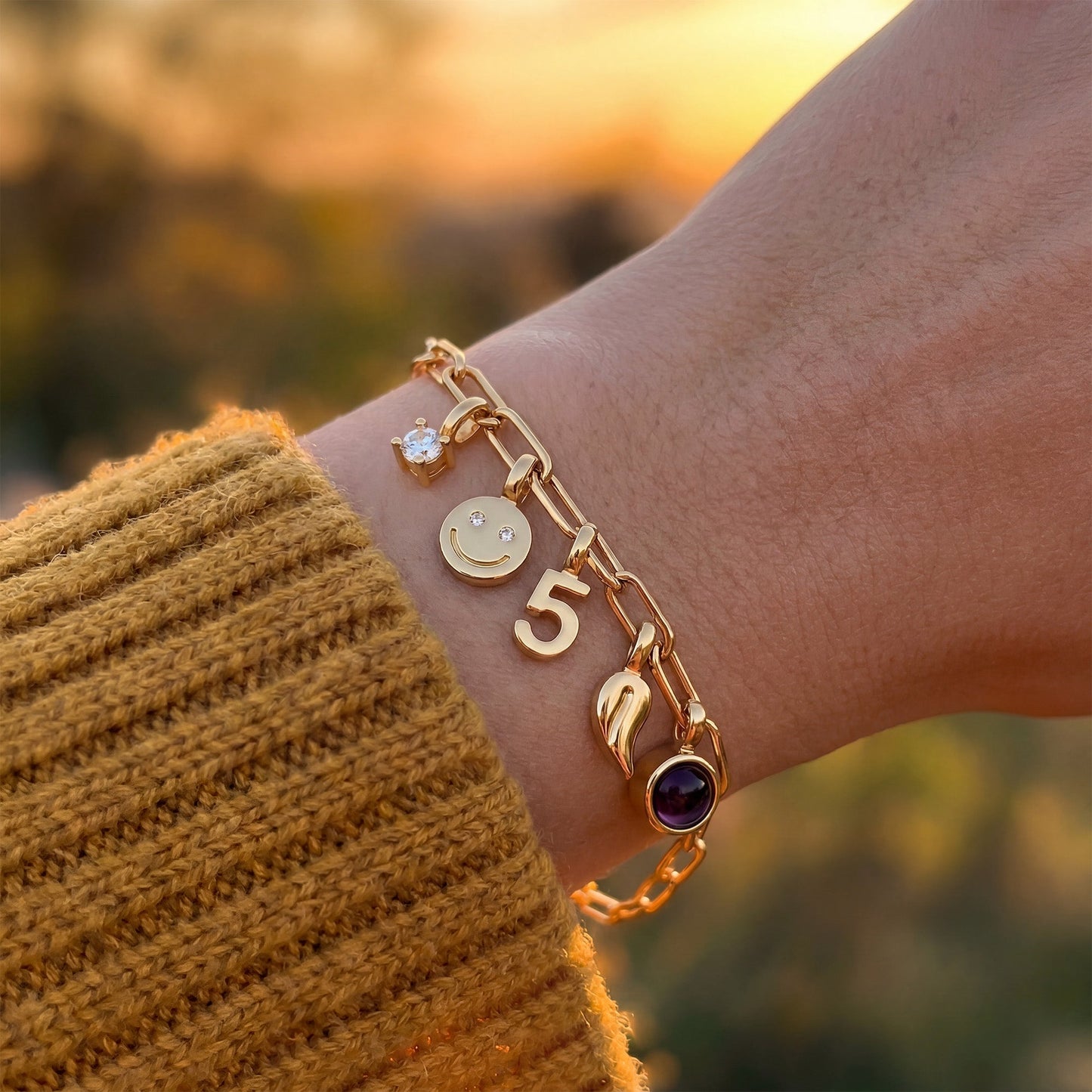 Pulsera Paperclip con Charms a tu Gusto