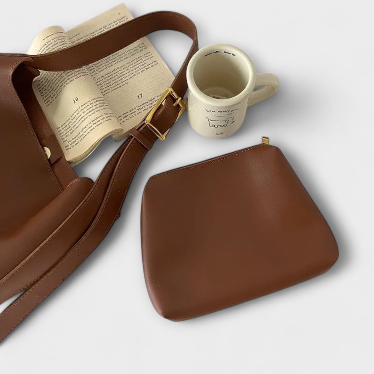 Elegante Bolso de Hombro de Cuero