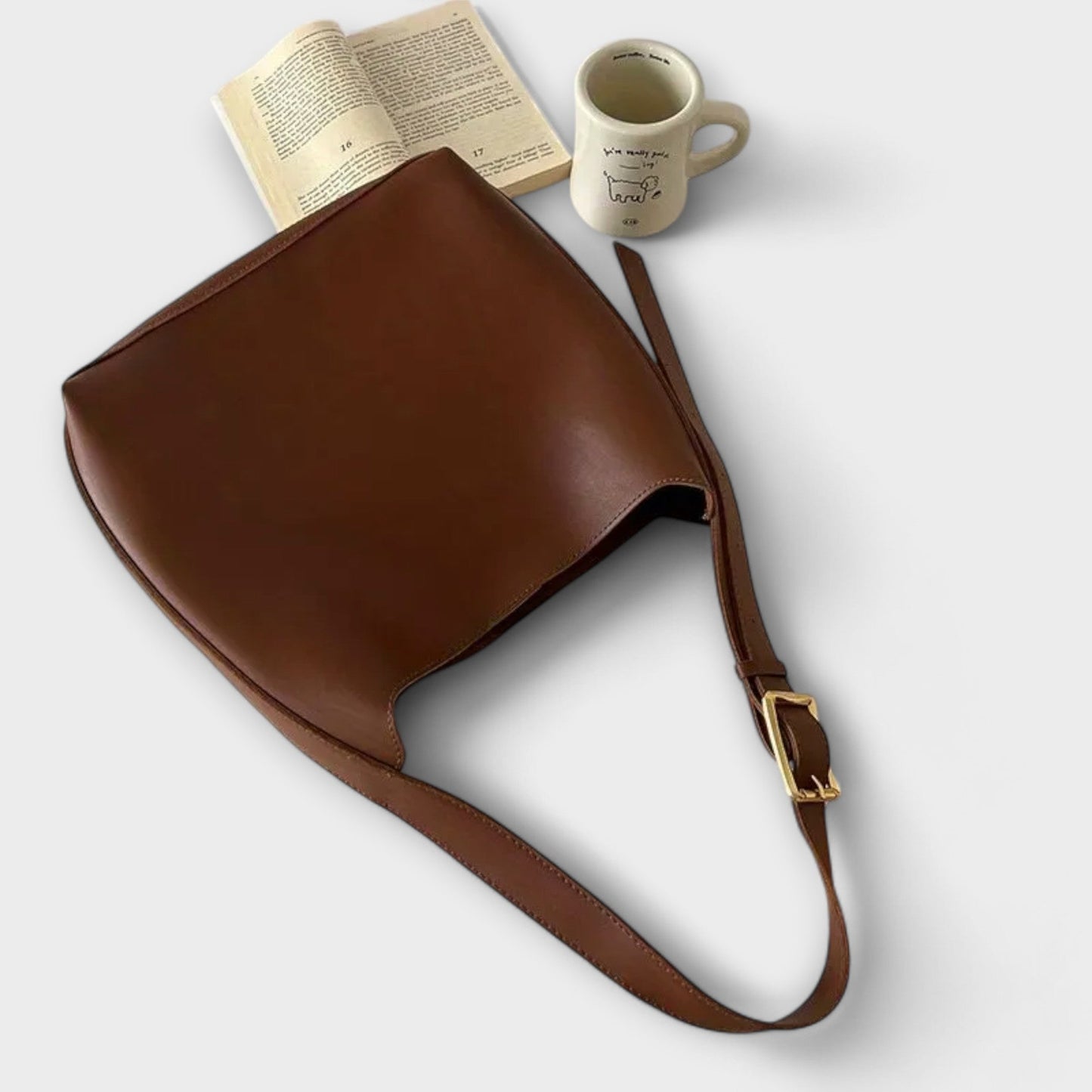Elegante Bolso de Hombro de Cuero
