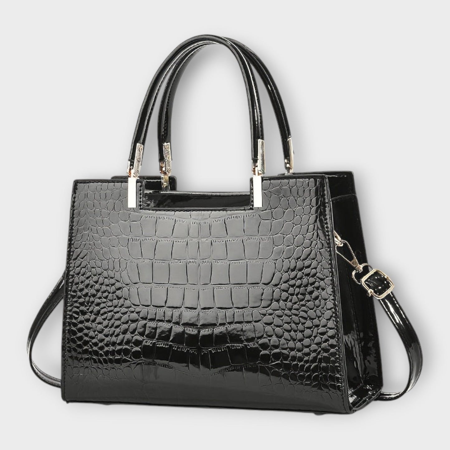Bolso de Mano con Patrón de Cocodrilo Brillante