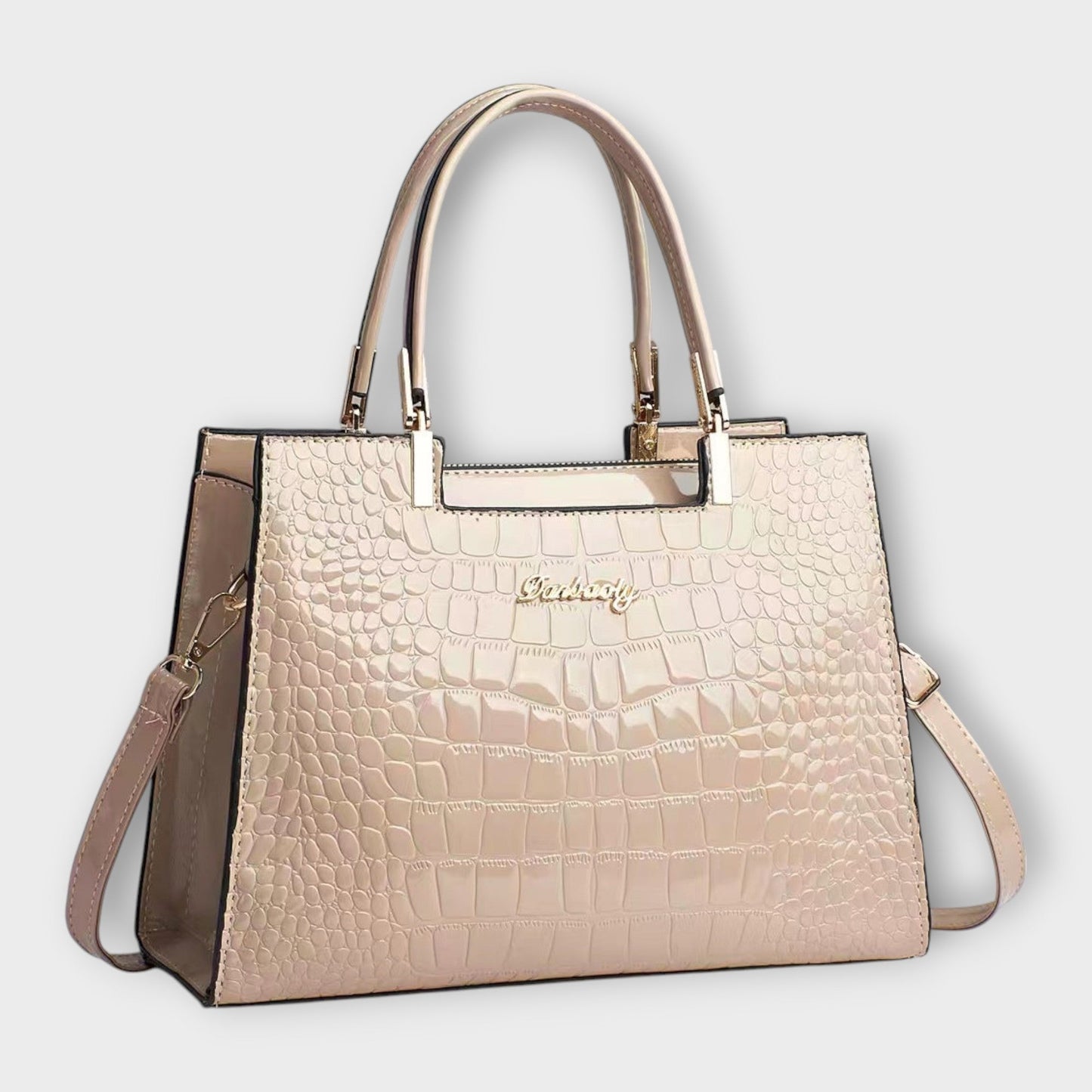 Bolso de Mano con Patrón de Cocodrilo Brillante