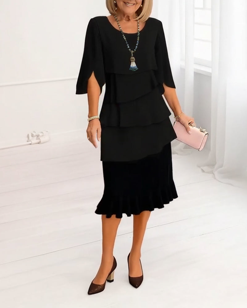 Vestido Elegante de Cuello Redondo