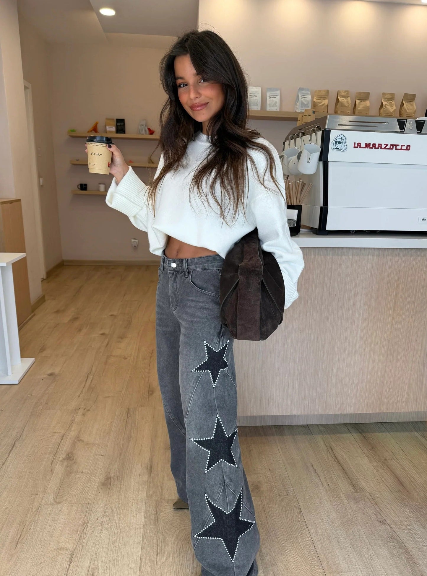 Jeans Casual rectos de estrellas Negros