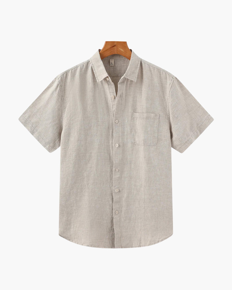 Camisa de Lino de Manga Corta